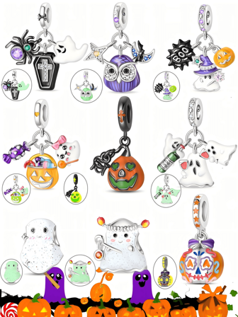 1Count DIY Halloween Series Beaded Pendant Perfect Halloween Bracelet Making, Valentine's Day, Halloween, Anniversary And Other Holiday Gifts Suitable For Daily Wear