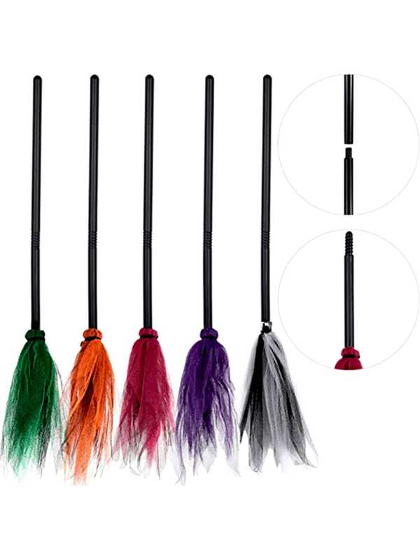 Halloween Detachable Broom Decor Prop, Witch Costume Party Makeup Masquerade Cosplay Accessory