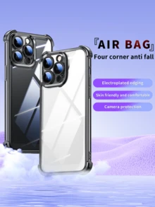 1个奢华电镀透明手机壳，兼容 17 Air/6/7/8/X/XS/XR/11/12/13/14/15/16/16e，兼容Galaxy S22/23/24/25/S24 FE/S25 EDGE，A04/05/06/A07/A17/A14/A15/A16/A24/A25/A34，兼容Redmi Note 9/10/11/12/13，兼容Redmi 9/10/12/13C 14C，兼容OPPO，兼容MOTO，兼容荣耀X，HW，兼容Realme C53 C55 C61 C63 C65 C75 Pro Max Plus，防震透明双层TPU手机壳案例，国际版，非国内版 - 黑色 - 查看 3