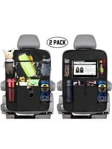 1pc/2pcs Car Storage Bag, Oxford Cloth Chair Back Bag, Road Trip Storage Essentials, Seat Travel Bag, Long Trip Backseat Tissue Holder, Behind The Seat Hanging Pocket With Anti-Kick Design, Flat Plate And Easy To Clean Features, Space-Saving, Universal Auto Travel Accessories - one-size - View 6