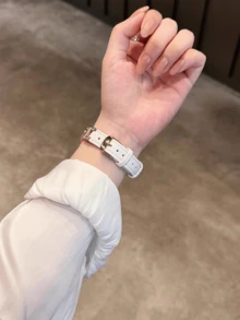 This Brand New Leather Band Is Compatible With Apple Watch Series 10/8/9/7/6/5/4/3/2/1 And Ultra 40mm, 44mm, 41mm, 45mm, 49mm, 42mm, And 38mm Models. It Is A Fashionable Women's Bracelet Accessory. It Is Not Stuffy Or Uncomfortable To Wear, And Very Suitable For The Wrist. - Platinum - View 6