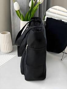 Fashion Solid Color Multi-Pocket Tote Bag With Coin Purse, Women Bag With Dime Bag, School Bag, Large Capacity, Portable, Classic Casual, Business Casual, For Teen Girls Women College Students, White-Collar Workers School Handbag, School Bookbag, Back To School Bags, Waterproof, Laptop Compartment, Lightweight, Foldable, Suitable For Teen Girls Women College Students, Teacher, Perfect For Back To School, First Day Of School, Middle School, High School, Tote Bags For School,College Essentials - màu đen - Xem 4