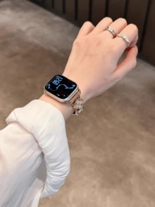 This Brand New Leather Band Is Compatible With Apple Watch Series 10/8/9/7/6/5/4/3/2/1 And Ultra 40mm, 44mm, 41mm, 45mm, 49mm, 42mm, And 38mm Models. It Is A Fashionable Women's Bracelet Accessory. It Is Not Stuffy Or Uncomfortable To Wear, And Very Suitable For The Wrist. - Platinum - View 4