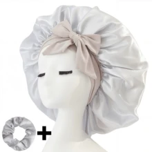Set de 2 piezas Gorro de satén suave y sedoso con estampado floral y scrunchies para dormir por la noche, gorro de cabello de satén suave, con correas ajustables y banda de amarre con estilo - Multicolor - Ver 19