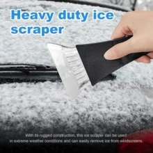 1 Pieza Pala de hielo para auto - Mango de plástico negro + Hoja antiarañazos transparente Pala portátil para descongelar y deshelar parabrisas/ventanas para auto/SUV/camión/autocaravana Herramienta quitanieves de invierno - Negro - Ver 9