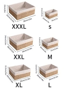 1pc Desktop Hand-Woven Storage Box, Storage Basket, Storage Box, Retro Style, For Stationery, Snacks, Kitchen, Toys, Cosmetics Storage - Grey - View 2