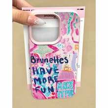 Funda para teléfono Apple, 1 unidad, diseño de letras, casa, silueta, estampado de grafiti, funda de gel suave y brillante, compatible con phone 11/12/13/14/15/16 (1 unidad) - Rosa - Ver 2