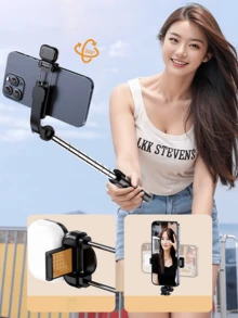 1 pieza Palo de selfie portátil de 170 cm/67 pulgadas con control remoto inalámbrico y luz, trípode de teléfono extensible y portátil con control remoto, compatible con iPhone 15/14 Pro Max/13/12/11, Android Smartphone, negro/rosa/blanco, para fotografía y grabación de video, para transmisión en vivo, vacaciones de verano, viajes, actividades al aire libre, transmisión en vivo, equipo estable de grabación y vlogging