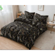 4 Pcs Complete Bedding Sets With Marble Design - White with gold marble design - View 6