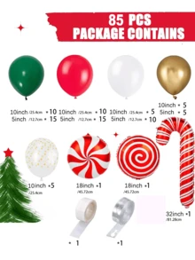 167 piezas Kit de arco de guirnalda de globos de Navidad, Kit de arco de globos blancos y dorados con grandes globos de lámina de caramelo retorcido para decoraciones de fiesta de Navidad
