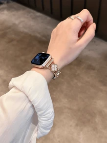 This Brand New Leather Band Is Compatible With Apple Watch Series 10/8/9/7/6/5/4/3/2/1 And Ultra 40mm, 44mm, 41mm, 45mm, 49mm, 42mm, And 38mm Models. It Is A Fashionable Women's Bracelet Accessory. It Is Not Stuffy Or Uncomfortable To Wear, And Very Suitable For The Wrist. - Platinum - View 5