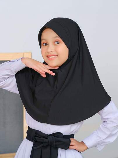 1pc Breathable Soft All Seasons Lightweight Muslim Hijabs, Solid Color Kids Casual Islamic Scarf, Instant Hijab Girls Slip-On Islamic Headscarf Children Easy Wear Toddler Soft Modest Veil Kids Stella Arab Hijab For Daily Day Outdoor Use