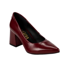 Women's Pumps Pointed Toe Thick Heel Medium Block Stable Comfort Luxury Modern Casual Classic Formal Work Office - 酒紅色 - 查看 3