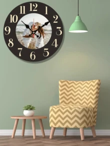 1 个 10-12 英寸木制定制照片时钟，带图片的个性化墙壁装饰，适合情人节和母亲节，电池供电（不含 AA 电池），适用于客厅和卧室