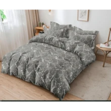 4 Pcs Complete Bedding Sets With Marble Design - White with gold marble design - View 2