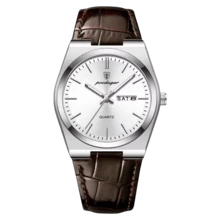 1pc Men's Watches Real POEDAGAR Brand 50M Waterproof Precision Japan Imported Quartz Movement Clock Birthday Gifts For Men Rust-Proof Silver 316 Stainless Steel Strap English Calendar Function Luminous Hands Business Father's Day Memorial Gift For Husband Back To School Essentials