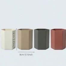 1/2/3pcs Minimalist Hexagon Pen Holder, Office & Student Desk Organizer, Luxury Minimalist Style Large Capacity Desk Decor & Stationery Storage, Suitable For Home, Office, And School