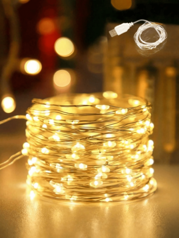 [33FT/66FT Warm White/White Fairy Lights] LED String Lights, USB Powered Warm White/Multi-Color 50/100/200 LED - Ideal For Outdoor Indoor Christmas, Christmas Tree, Thanksgiving, Garden, Winter Decor, Party, Wedding, Holiday, Bedroom And Dining Table Decor