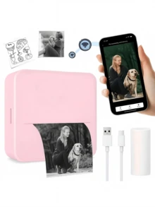 1pc Portable Mini Wireless Printer, Small Home Bluetooth Photo Printer, Ink-Free Thermal Printing, One-Click Printing, Clear Content, Compact And Convenient, Instant Capture, Search And Print, Record Wonderful Moments, Perfect Christmas, New Year, Birthday Gift For Friends And Family