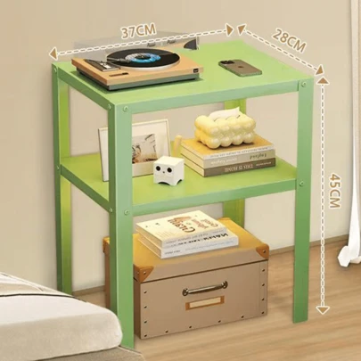 1件家用节省空间落地式简约铁艺艺术床头板置物架、边桌、床头柜、储物架、收纳架、边桌（需安装）