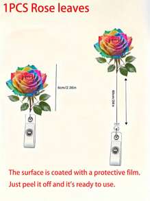 1 pieza Clip de insignia telescópico de rosa arcoíris - Objeto pequeño de moda DIY, Clip de metal, Fácil de colgar en forenses, Es un objeto pequeño práctico para lugares de oficina, exposiciones, escuelas, hospitales, trabajadores de oficina para resaltar sus carretes de insignia personalizados de autoensamblaje, el portador de insignia es muy adecuado para médicos, enfermeras y personal de oficina de maestros voluntarios