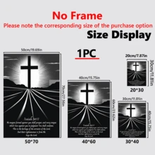 1 pièce Affiche croix noir et blanc, Écriture sainte célèbre, Ésaïe 54:17, pour l'art mural chrétien, versets bibliques, décoration murale noir et blanc, décoration murale, art mural, affiches, à accrocher, convient pour la décoration de la chambre, la décoration de la salle de bain, la décoration du salon, la décoration de bureau, élément de décoration parfait - Matériau canevas (cadre en option)