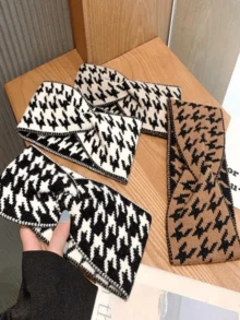 许多女士黑白千鸟格秋冬羊毛发带时尚新款十字宽边针织运动束发带发饰秋季头巾女头巾时尚头巾运动吸汗带秋季头带度假装女 - 彩色 - 查看 12