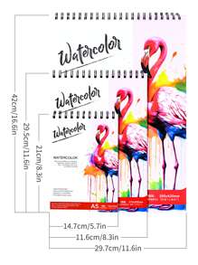 1 كتاب رسم بألوان مائية سميك عالي الجودة مجلد بغلاف حلزوني A3/A4/A5 يحتوي على 24 ورقة (88 رطل/180 جرام/م2) كتب ألوان مائية سميكة خاصة بالطلاب المبتدئين، كتب رسم وتلوين بالألوان المائية للرسم اليدوي، كتب رسم وتلوين للطلاب، ورق رسم وتلوين فني