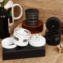 1pc New 50mm 3-Layer Aluminum Alloy Window Grinder, Smoke-White/Black/Gray 3 Colors Metal Grinder Smoking Accessories Tool