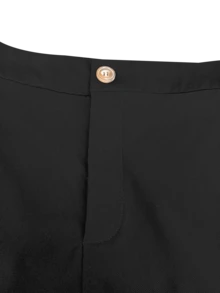 Damen einfarbige, lässige, minimalistische, vielseitige, schlankende Hose mit Kordelzug in der Taille, Taschen und Reißverschluss-Knopf-Design in Große Größen, geeignet für Laufen, Urlaub, Zuhause