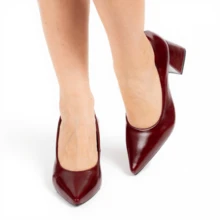 Women's Pumps Pointed Toe Thick Heel Medium Block Stable Comfort Luxury Modern Casual Classic Formal Work Office - 酒紅色 - 查看 6