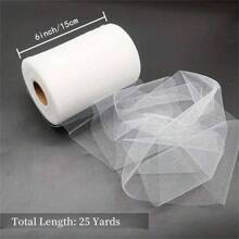 1 Roll White Tulle Fabric 6 Inch By 25 Yards For DIY White Bow, Dress, Skirtss And Party Decoration, Beby Shower Party Decorations DIY Crafts,25 Yards Tulle Organza Spool Tutu Fabric Wedding Birthday Decoration Party Supplies - 15cm*25Y - View 3