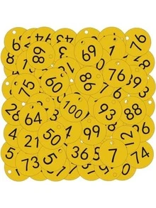 50 个塑料 ID 标签塑料数字标签雕刻数字标签，1-50 数字彩色标记标签，编号标签圆孔吊牌，数字标签钥匙扣数字标签圆形数字钥匙圈（红色），适用于学校用品，返校