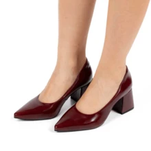 Women's Pumps Pointed Toe Thick Heel Medium Block Stable Comfort Luxury Modern Casual Classic Formal Work Office - 酒紅色 - 查看 5
