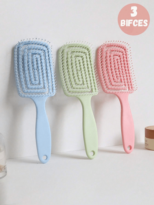 3-delige set porcupine massageborstel, holle macaron kleurkam, essentiële haarverzorgings- en stylingtool, geschikt voor haarverzorging en styling