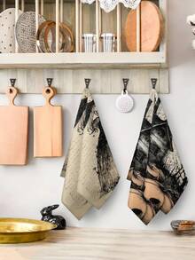 2pcs/4pcs/12pcs Halloween Witch Pattern Kitchen Towels, Halloween Pumpkin Pattern Bathroom Towels, Halloween Outdoor Party Towels, Halloween Home Decor, Halloween Kitchen Decor, Modern Style, Quick Drying, Super Soft Microfiber Material, Rectangular, 15.75IN*23.62IN/40*60CM Digital Printing Pattern, Suitable For Outdoor Party Decoration, Halloween Holiday Gifts