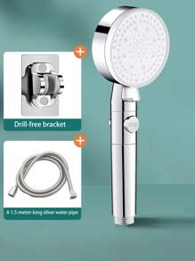 1 件加压手持淋浴喷头，带淋浴支架和软管，5 种模式可调节水量淋浴喷头，浴室淋浴喷头，淋浴喷头，浴室配件，享受奢华沐浴体验