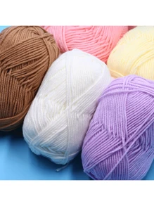 1pc 5-Ply Milk Yarn, Crochet Knitting Thread, Suitable For DIY Weaving Bags, Scarves, Hats, Sweaters, Dolls, 50g/Pc