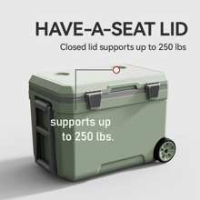 1pc 45QT Extra Large Capacity Cooler Box, Outdoor BBQ, Sports Event Insulated Chest, Camping RV Ice Bucket, Commercial & Household Portable Wheeled Freezer Box, Ice Cubes Cooling Durable, Suitable For Beach, Picnic, Outdoor Camping, Groceries, Boating - Green - View 3