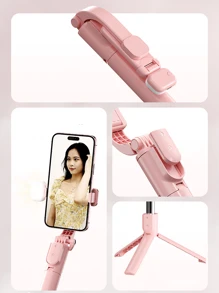 1 pieza Palo de selfie portátil de 170 cm/67 pulgadas con control remoto inalámbrico y luz, trípode de teléfono extensible y portátil con control remoto, compatible con iPhone 15/14 Pro Max/13/12/11, Android Smartphone, negro/rosa/blanco, para fotografía y grabación de video, para transmisión en vivo, vacaciones de verano, viajes, actividades al aire libre, transmisión en vivo, equipo estable de grabación y vlogging