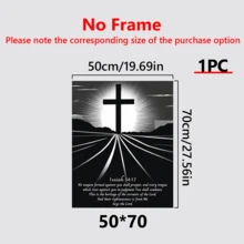 1 pièce Affiche croix noir et blanc, Écriture sainte célèbre, Ésaïe 54:17, pour l'art mural chrétien, versets bibliques, décoration murale noir et blanc, décoration murale, art mural, affiches, à accrocher, convient pour la décoration de la chambre, la décoration de la salle de bain, la décoration du salon, la décoration de bureau, élément de décoration parfait - Matériau canevas (cadre en option)