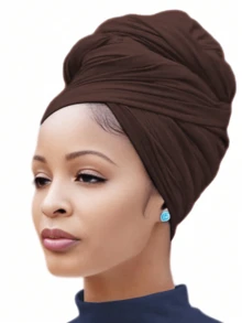 Lenço de cabeça feminino preto em malha elástica, leve e respirável, de cor sólida, longo, ideal para primavera/verão. - cor sólida - Ver 23