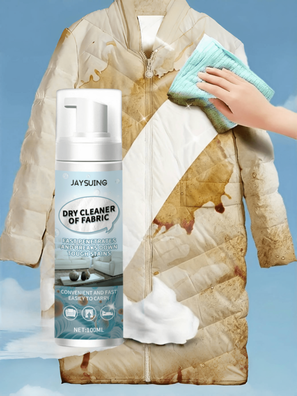 JAYSUING وكيل التنظيف الجاف الرغوي المجاني للمراتب والستائر والسجاد وبقع المنزل، يزيل البقع الصفراء والبقع العنيدة على الملابس والسترات الريشية