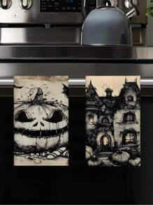 2pcs/4pcs/12pcs Halloween Witch Pattern Kitchen Towels, Halloween Pumpkin Pattern Bathroom Towels, Halloween Outdoor Party Towels, Halloween Home Decor, Halloween Kitchen Decor, Modern Style, Quick Drying, Super Soft Microfiber Material, Rectangular, 15.75IN*23.62IN/40*60CM Digital Printing Pattern, Suitable For Outdoor Party Decoration, Halloween Holiday Gifts