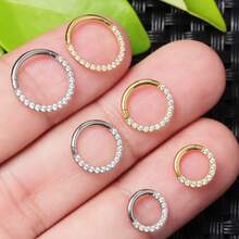 1pc G23 Titanium CZ Water Droplet Daith Helix Tragus Conch Clicker Cartilage Piercing Earring 16G Septum Nose Ring Piercing Jewelry