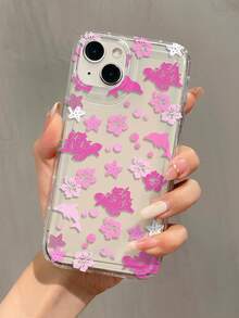 1pc Airbag Starfish, Dolphin, Floral Pattern Full Coverage TPU Shockproof Phone Case Compatible With IPhone 16, 15, 14, 13, 12, 11 Pro Max, Series - Multicolor - View 1