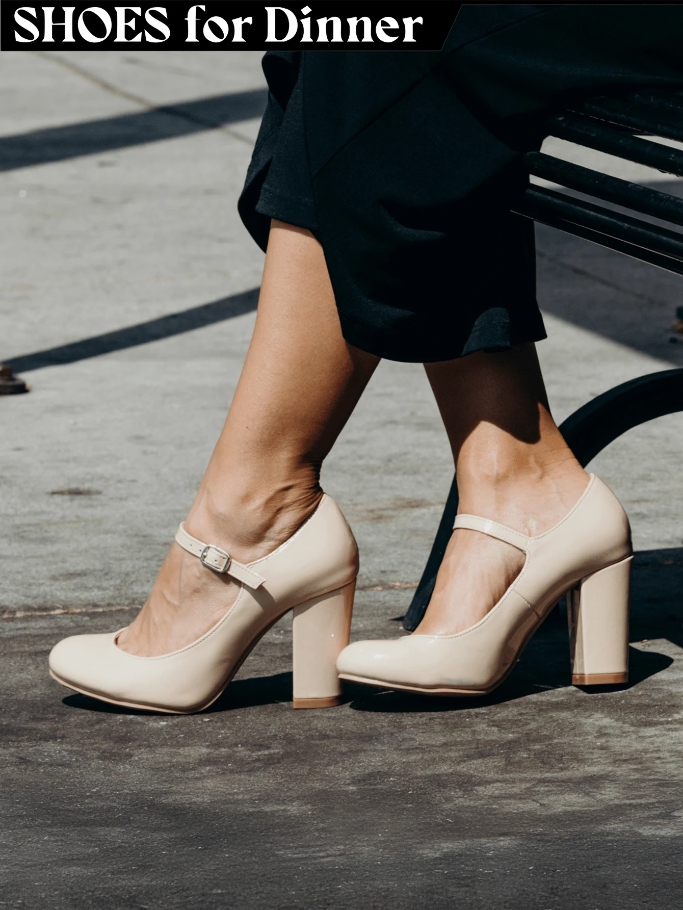 Women's White Wine Rose Gold Black Taupe Beige Grey Lipstick Natural Snake Mary Jane Pumps – Round Toe Ankle Strap Vintage Dress Heels [Size Up Half Size] - 深米色純素專利 - 查看 1