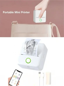 1pc Portable Mini Wireless Printer, Small Home Bluetooth Photo Printer, Ink-Free Thermal Printing, One-Click Printing, Clear Content, Compact And Convenient, Instant Capture, Search And Print, Record Wonderful Moments, Perfect Christmas, New Year, Birthday Gift For Friends And Family