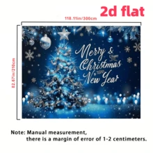 1. A 2D Flat "Happy Christmas" Background Banner, Featuring A Winter Blue Background, A Magical Fairyland-Like Snow Christmas Tree, And The Pattern Of "Merry Christmas, Happy New Year" - A Polyester Material Banner, Available In Various Sizes