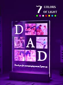 定制照片亚克力背光夜灯，爸爸的个性化礼物，家居装饰，周年纪念日单件装，多功能，装饰性强，可重复使用，精致时尚，可爱，高品质，色彩缤纷，现代定制，个性化，独特，理想的礼物，情人节，情人节装饰，生日，毕业典礼，慢生活，定制工艺品，复古，办公室装饰，优雅生活，旅行收纳 - 爸爸 - 查看 10